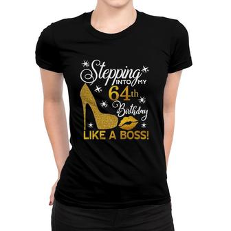 Stepping Into My 64Th Birthday Like A Boss Diamond Shoes Women T-shirt | Mazezy