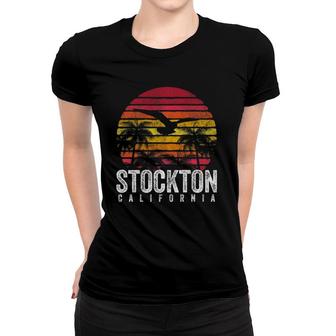 Stockton California Ca Vintage Retro Distressed Style Gift Women T-shirt | Mazezy
