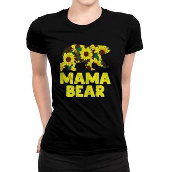 Sunflower Mama Bear Cute Mother's Day Floral Mom Mommy Women T-shirt | Mazezy