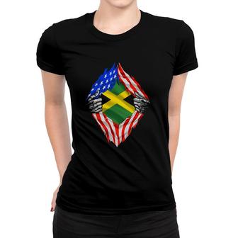 Super Jamaican Heritage Proud Jamaica Roots Usa Flag Women T-shirt | Mazezy