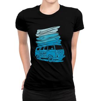 Surf All Day Vintage Style Graphic Women T-shirt | Mazezy