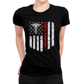 Surgical Technologist American Flag Patriotic Medicine Gift Women T-shirt | Mazezy