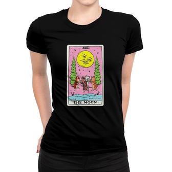 Tarot Card Crescent Moon And Cat Squad Graphic Women T-shirt | Mazezy