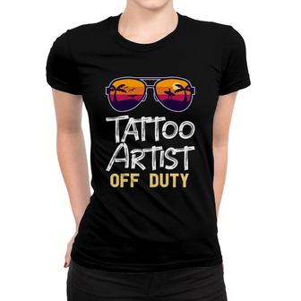 Tattoo Artist Off Duty Sunglasses Beach Sunset Women T-shirt - Seseable