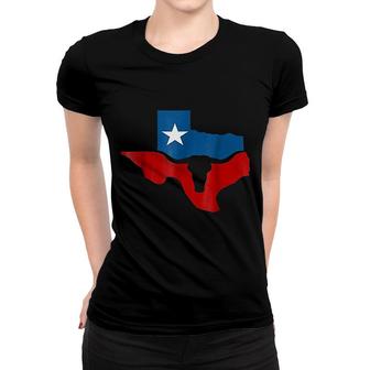 Texas State Flag Longhorn Silhouette Women T-shirt | Mazezy