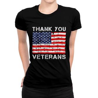 Thank You Veterans Veteran Day Us Flag Women T-shirt | Mazezy
