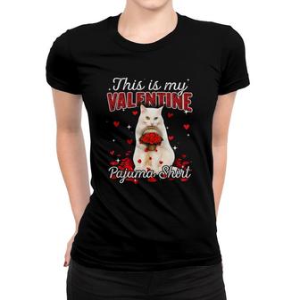 This Is My Valentine Pajama Turkish Angora Cat Women T-shirt | Mazezy