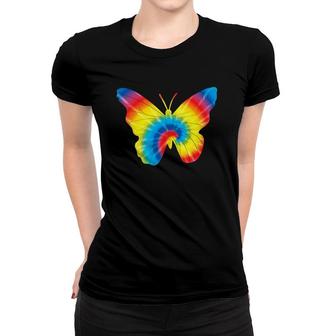 Tie Dye Butterfly Rainbow Print Ringlet Hippie Peace Gift Women T-shirt | Mazezy