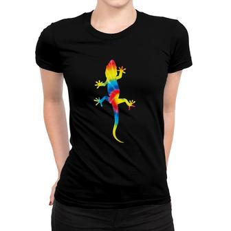 Tie Dye Gecko Rainbow Print Lizard Pet Hippie Peace Gift Women T-shirt | Mazezy