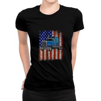 Truck Driver American Flag Proud Trucker Women T-shirt | Mazezy
