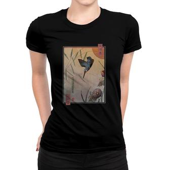 Ukiyo E Kingfisher Traditional Japanese Bird Illustration Women T-shirt | Mazezy