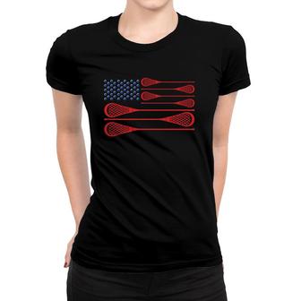 United States Lax Stick Flag Lacrosse Player Women T-shirt | Mazezy