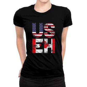 Us Eh Funny Canada American Flag Women T-shirt | Mazezy