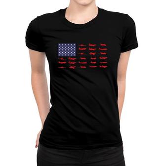 Us Flag Airplanes Patriotic Aviation American Pilot Gift Women T-shirt | Mazezy