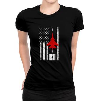 Us Flag Airport Runway Fighter Jet Patriotic Pilot Women T-shirt | Mazezy