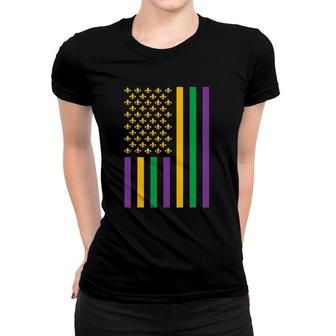 Us Flag American Carnival Celebration Mardi Gras Women T-shirt | Mazezy