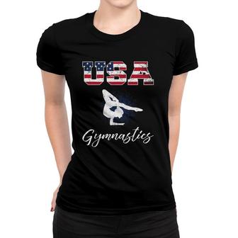 Usa American Flag Gymnastics Tee Gymnast 4Th Of July Women T-shirt | Mazezy