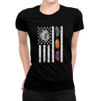 Usa Flag Feather Native American Heritage Day Indian Gift Women T-shirt | Mazezy