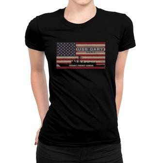 Uss Gary Ffg-51 Frigate Ship Usa American Flag Women T-shirt | Mazezy