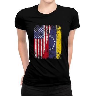 Venezuelan Roots Half American Flag Venezuela Women T-shirt | Mazezy