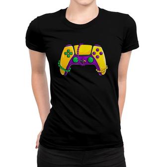 Video Game Gamer Mardi Gras Beads Women T-shirt | Mazezy