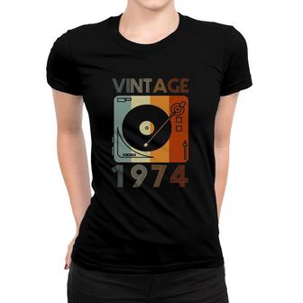 Vintage 1974 Retro Record Player Birthday Vinyl Dj Women T-shirt | Mazezy UK