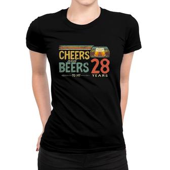 Vintage 28Th Birthday Retro Cheers And Beers To 28 Years Old Women T-shirt | Mazezy