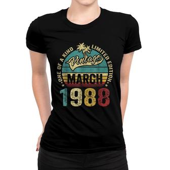 Vintage 34 Years Old March 1988 Decorations 34Th Birthday Women T-shirt - Seseable