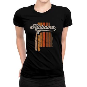 Vintage Alabama Retro 70S Stripes Silhouette Distressed Women T-shirt | Mazezy