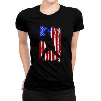 Vintage American Flag Baseball Women T-shirt | Mazezy UK
