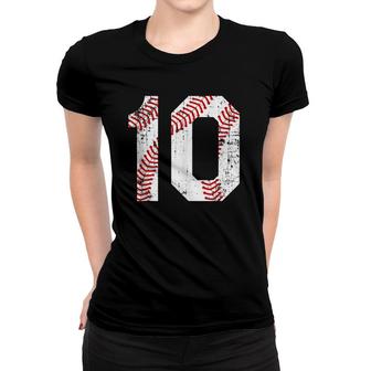 Vintage Baseball 10 Jersey Number Women T-shirt | Mazezy