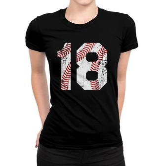 Vintage Baseball 18 Jersey Number Women T-shirt | Mazezy