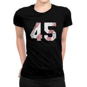 Vintage Baseball 45 Jersey Number Women T-shirt | Mazezy