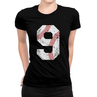 Vintage Baseball 9 Jersey Number Women T-shirt | Mazezy