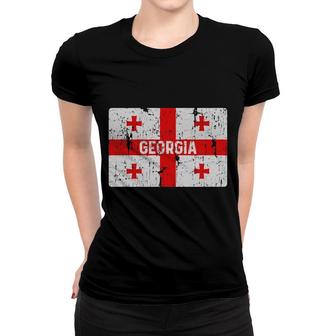 Vintage Georgia Flag Georgian Men Women Girls Retro Style Women T-shirt | Mazezy