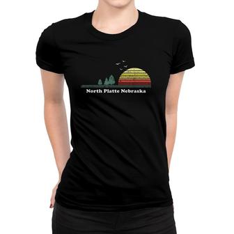 Vintage North Platte, Nebraska Sunset Souvenir Print Women T-shirt | Mazezy