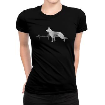 Vintage Retro Distressed Heartbeat German Shepherd Dog Gift Women T-shirt | Mazezy