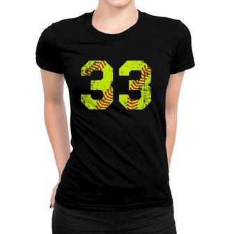 Vintage Softball 33 Jersey Number Women T-shirt | Mazezy