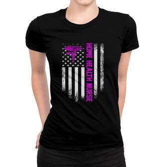 Vintage Usa American Flag Home Health Nurse Patriotic Women T-shirt | Mazezy