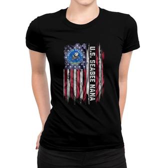 Vintage Usa American Flag Proud Us Seabee Veteran Nana Funny Women T-shirt - Thegiftio UK