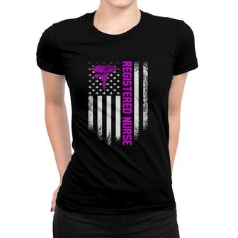 Vintage Usa American Flag Rn Registered Nurse Patriotic Women T-shirt | Mazezy