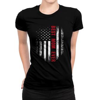 Vintage Usa Best Mom Ever American Flag Mother's Day Gift Women T-shirt | Mazezy