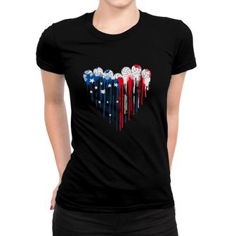 Volleyball Heart Art Usa American Flag For Volleyball Player Women T-shirt | Mazezy