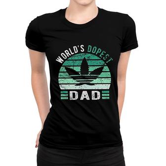 Weed Green Color Worlds Dopest Dad Funny Leaf Gift For Men Women Women T-shirt - Seseable