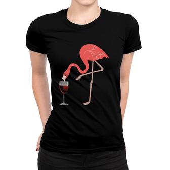 Wine Lover's Pink Flamingo Fun Party Gift Tank Top Women T-shirt | Mazezy