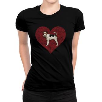 Wire Fox Terrier Valentine's Day Dog Love Fingerprint Women T-shirt | Mazezy