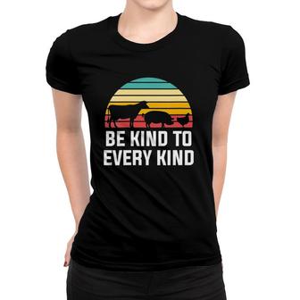 Womens Be Kind To Every Kind - Retro Vegan & Vegetarian V-Neck Women T-shirt | Mazezy