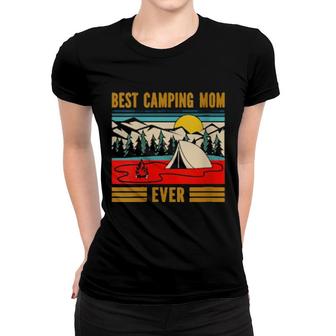 Womens Best Camping Mom Ever Family Tent Retro Vintage Women T-shirt | Mazezy