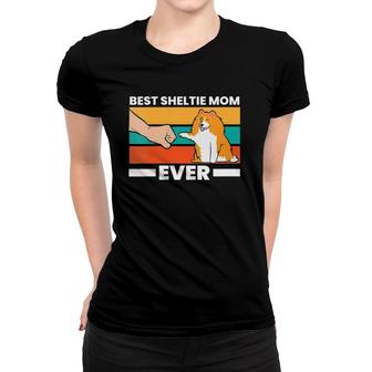 Womens Best Sheltie Mom Ever Dog Sheepdog Mama Shetland Sheepdogs V-Neck Women T-shirt | Mazezy