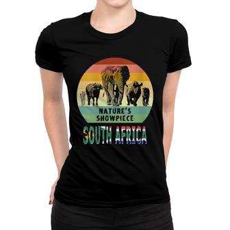 Womens Big 5 Nature's Showpiece South Africa Vintage Retro Sunset Women T-shirt | Mazezy